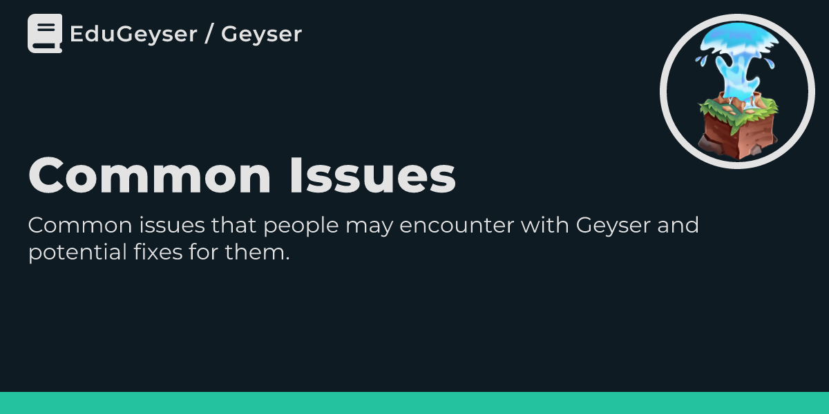 Common Issues | EduGeyser